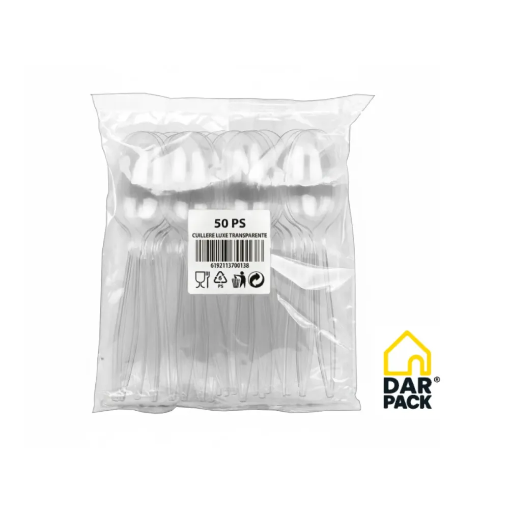 [CUILLIERE_TRANSPRENTE_DAR_PACK] Pack 50 cuillères transparentes DAR PACK WP( 1 Unités =50 pièces / 1 carton = 20 sacs)