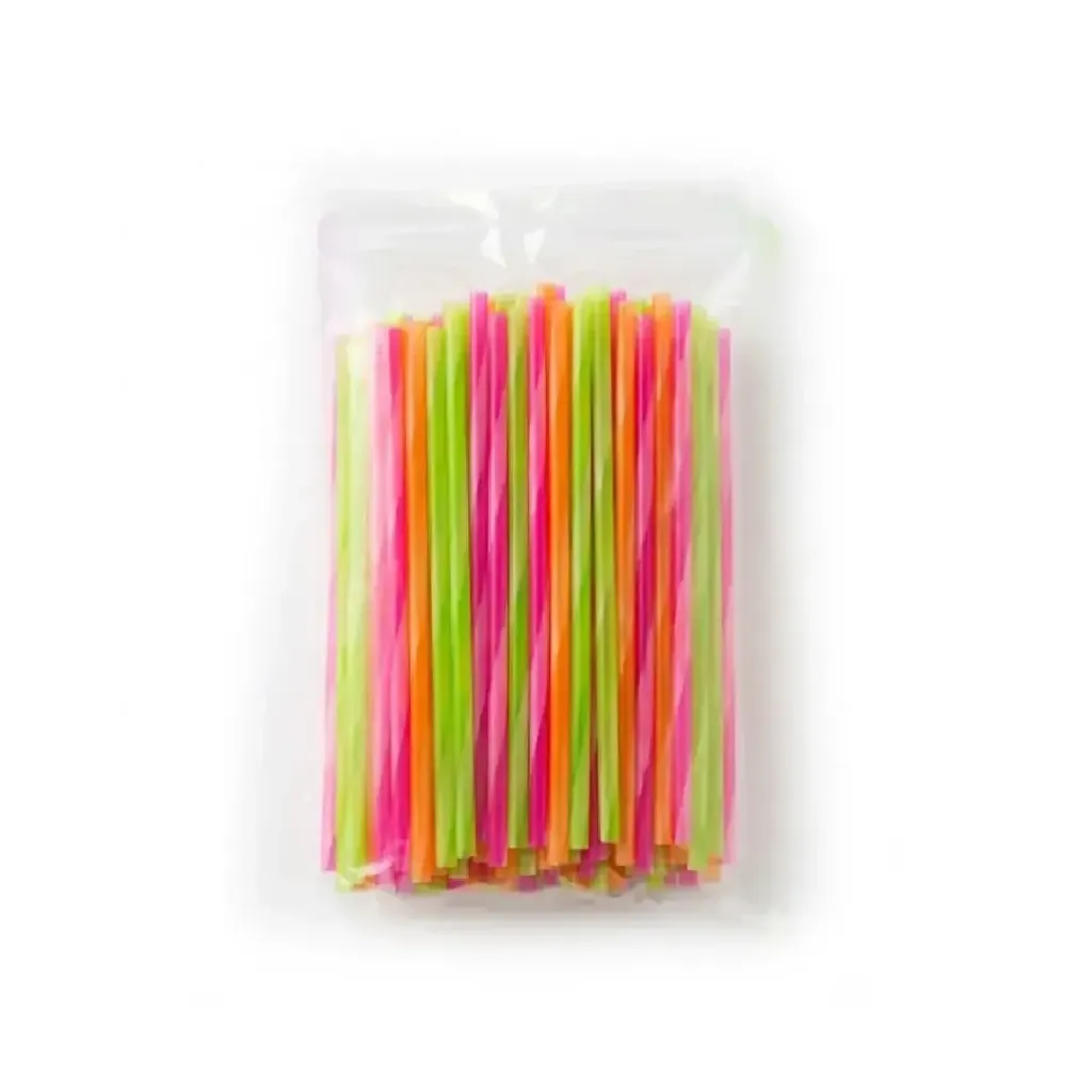 [PAILLE_COLOREE_TWISTE_50_50_8MM] PAILLE COLOREE TWISTE 50/50 8MM 4000 unités/carton 240x8mm MAT ( 1 unité de vente = sac de 100 pièces) (40 sacs par carton)
