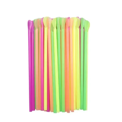 [PAILLE_CUILLERE] PAILLE AVEC CUILLERE 210 x 6 mm MAT ( 1 unité de vente = sac de 100 pièces) (50 sacs par carton)